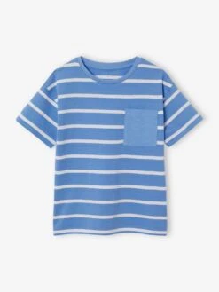 Tee-shirt Rayé Garçon Personnalisable - Bleu -Vertbaudet Soldes Boutique tee shirt raye garcon personnalisable 35