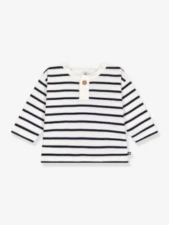 PETIT BATEAU Tee-shirt Rayé Manches Longues Bébé - Marine