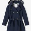 Trench Fille Avec Capuche Amovible - Marine